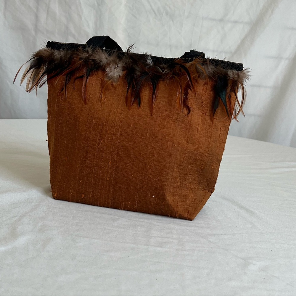Elegant Brown Feathered Women's Bag